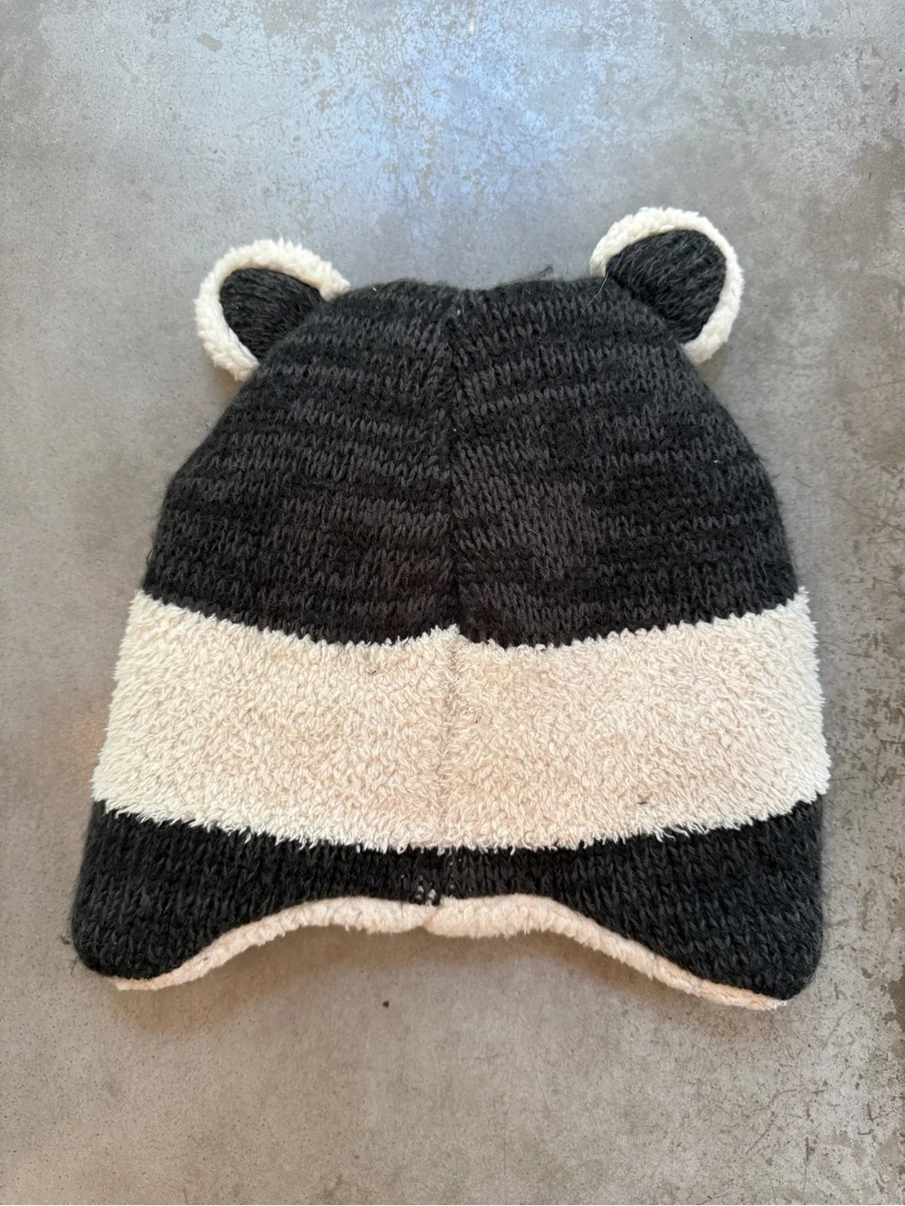 Toddler Plush Panda Earflap Hat - Black & White